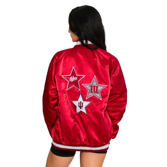 Indiana Hoosiers Satin Letterman Bomber Jacket